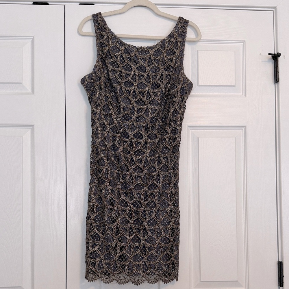 Vintage lurex embroidered sleeveless cocktail dress